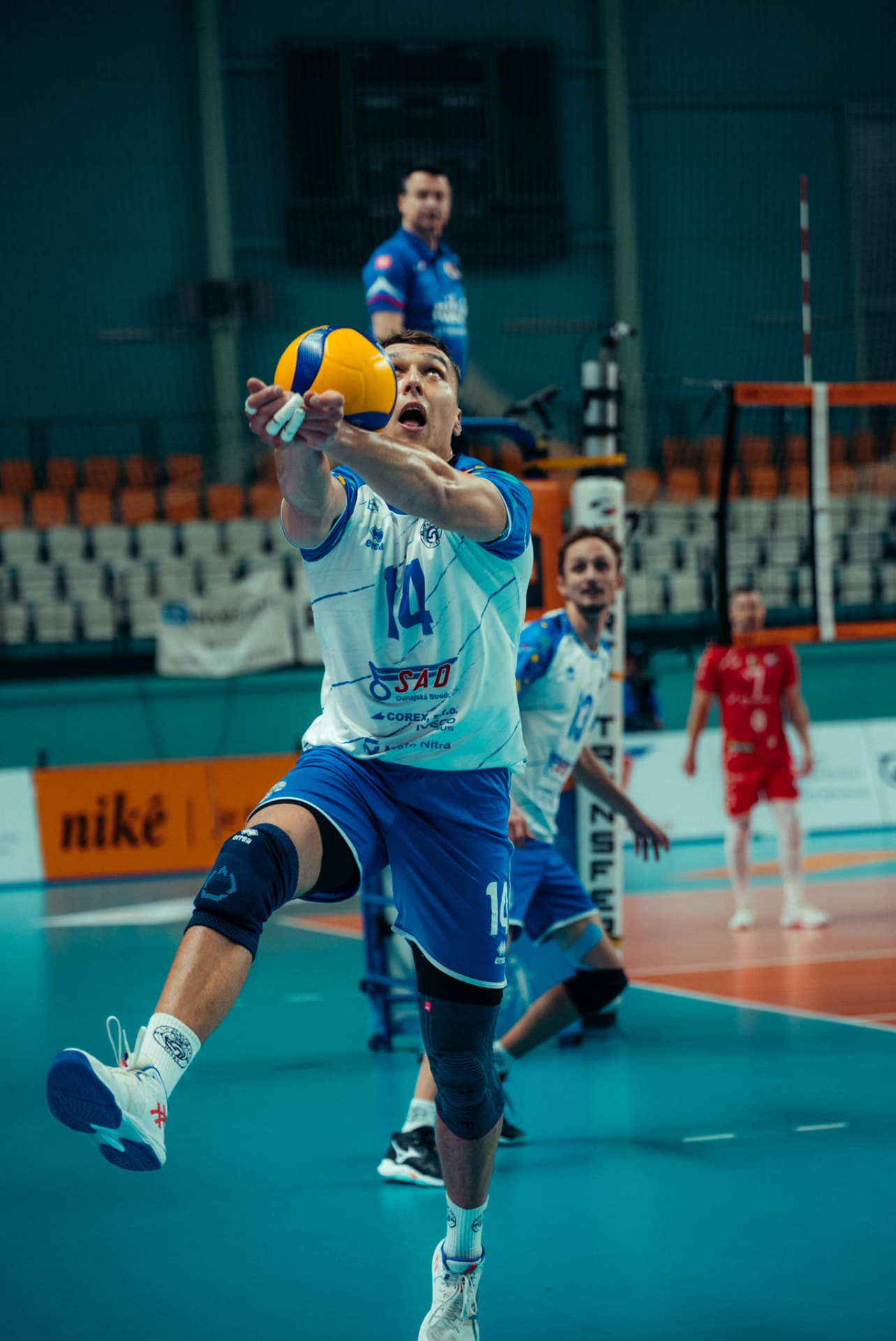 Marek Gergely playing the ball during a volleyball match